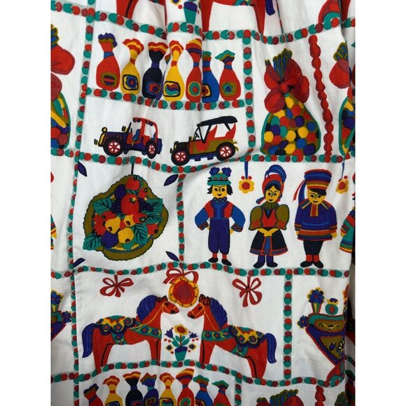 Vintage Handmade Scandinavian Folk Art Curtains 2 Pleated Panels 26"x33" Retro - Picture 3 of 10